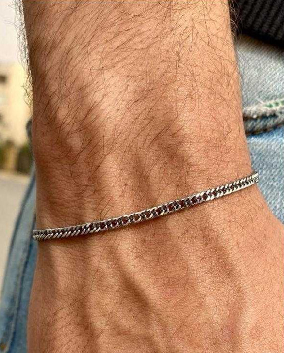 Small double silver bracelet